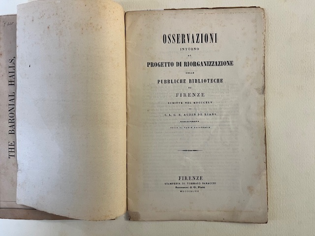 Osservazioni intorno al progetto di riorganizzazione delle pubbliche biblioteche di Firenze